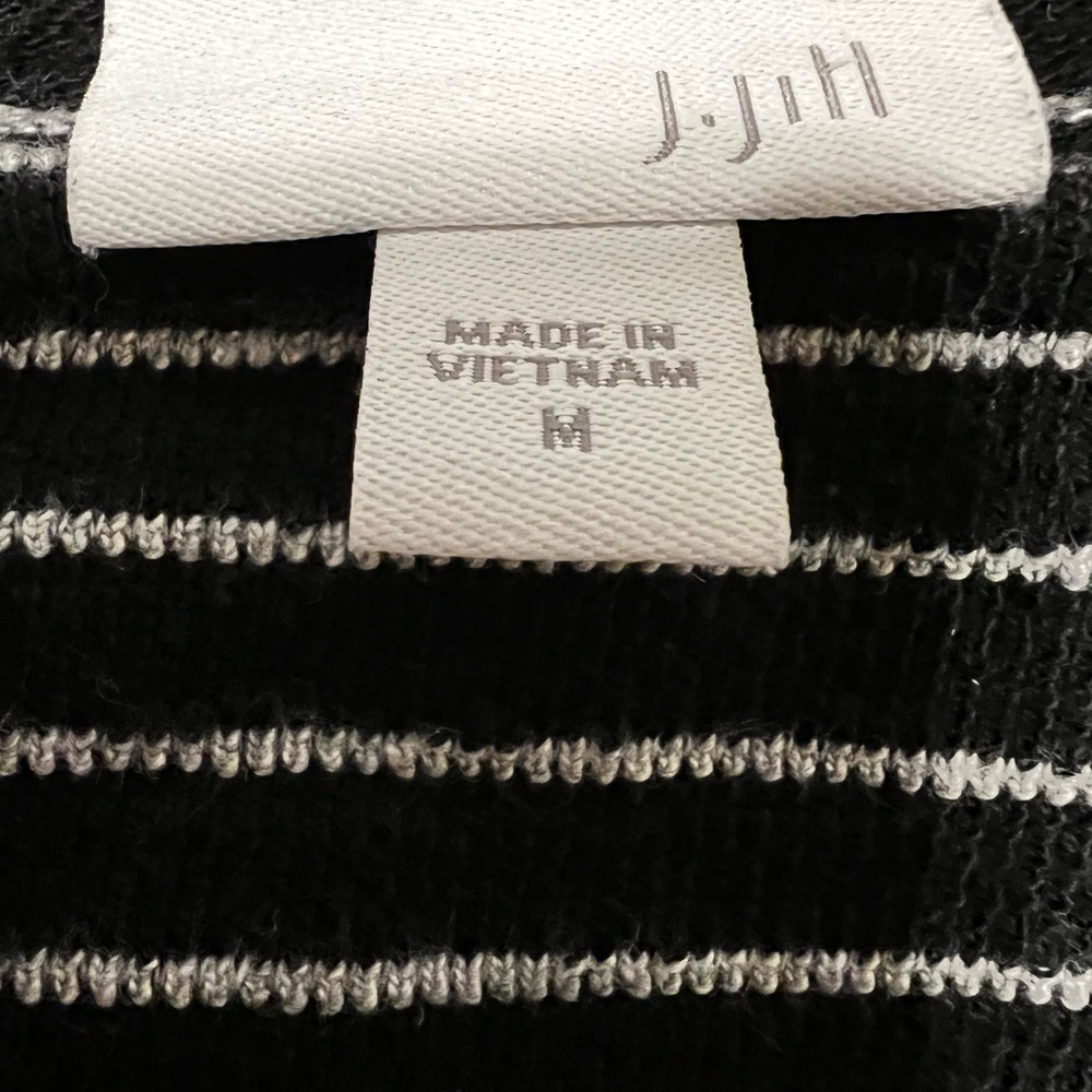 Stylish J. Jill Women’s Black & White Striped Top - Size M | Side Slit, Chic!